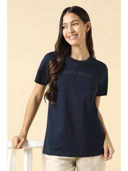 Allen Solly - Women Navy Blue Solid Casual T-shirt