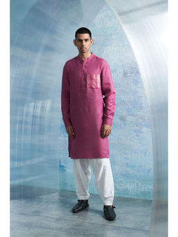 Charkhee - Aura Grape Pink Straight Kurta with Pant (Set of 2)