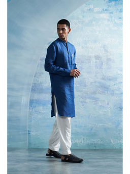 Charkhee - Royal Blue Straight Kurta with Pant (Set of 2)