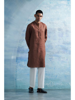 Charkhee - Woody Brown Straight Kurta with Pant (Set of 2)