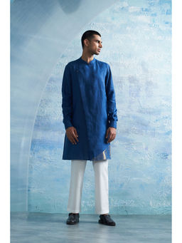 Charkhee - Aura Royal Blue Slant Kurta with Pant (Set of 2)