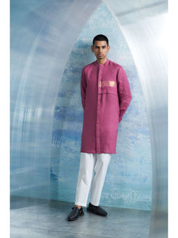 Charkhee - Grape Pink Placket Kurta with Pant (Set of 2)