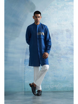 Charkhee - Royal Blue Placket Kurta with Pant (Set of 2)