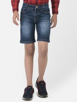 CRIMSOUNE CLUB - Boy Blue Solid Light Fade Denim Shorts