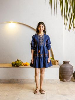 AADEWS - Embroidered Solid Short Dress