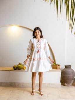 AADEWS - Embroidered Solid Short Dress