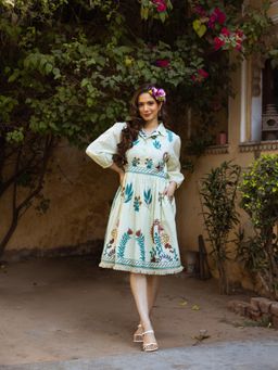 AADEWS - Embroidered Solid Midi Dress