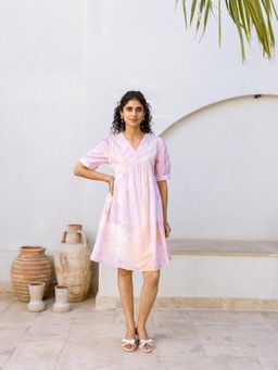 AADEWS - Embroidered Marble Print Dress