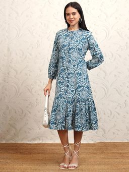 VISHUDH - Women Ethnic Printed Midi Dress with Inner (Set of 2)