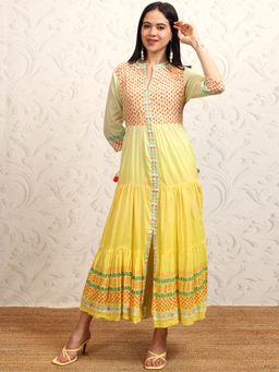 VISHUDH - Women Embroidery Ethnic Tie Maxi Dress