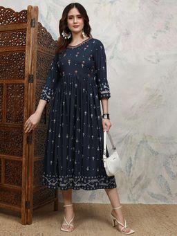 VISHUDH - Women Embroidery Midi Dress