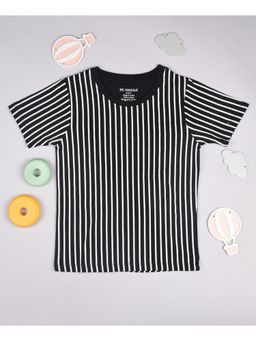 Be Awara - Vertical Stripes Half Sleeves Kids T-shirt Black