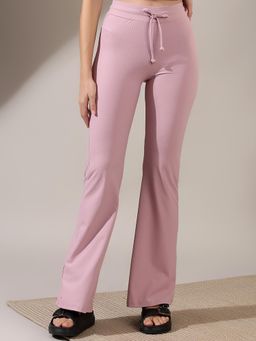 Fitkin - Luxe Women Mauve Ribbed Bootcut Track Pant