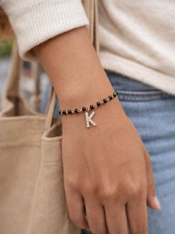 Digital Dress Room - K Letter White Alphabet Gold Plated Mangalsutra Bracelet