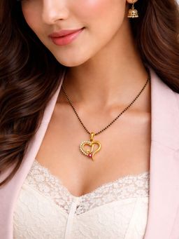 Digital Dress Room - J Letter Multi-Color Heart Short Gold Plated Mangalsutra