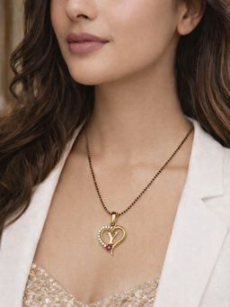 Digital Dress Room - Y Letter Multi-Color Heart Short Gold Plated Mangalsutra