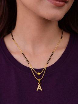 Digital Dress Room - A Letter White Short Gold Ball Mangalsutra