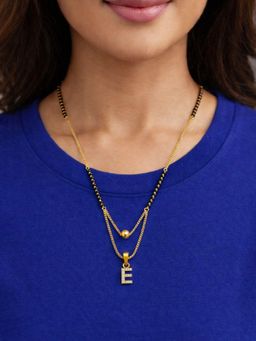 Digital Dress Room - E Letter White Short Gold Ball Mangalsutra