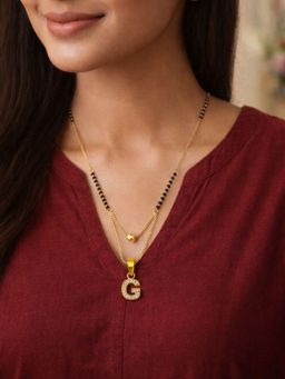 Digital Dress Room - G Letter White Short Gold Ball Mangalsutra