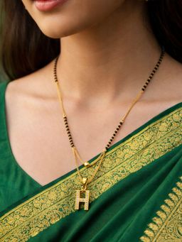 Digital Dress Room - H Letter White Short Gold Ball Mangalsutra