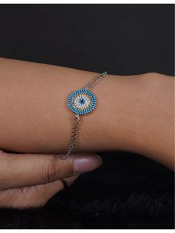 Silverings - 925 Sterling Blue Evil Safety Silver Bracelet