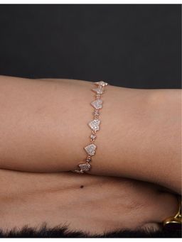 Silverings - 925 Sterling Silver White Little Heart Rose Gold Bracelet