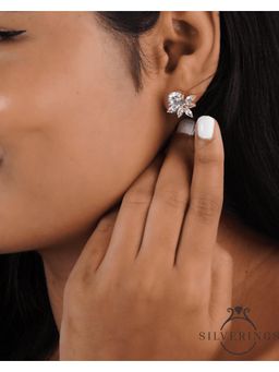 Silverings - 925 Sterling Silver White Royal Power Gold Zircon Earrings