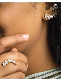 Silverings - 925 Sterling Silver White The Ultimate Solitaire Gold Earrings