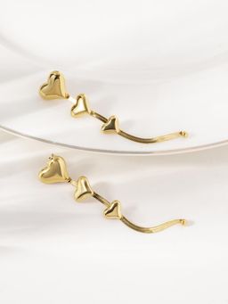 Palmonas - Gold Triple Heart Drop Earrings