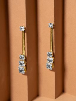 Palmonas - White Linear Stone Drop Earrings