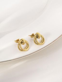 Palmonas - Gold Interlocked Rings Drop Earrings