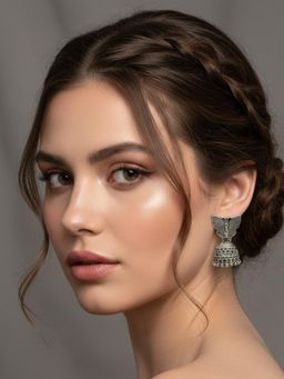 Accessher - Oxidised Silver Butterfly Afghani Jhumka Earrings