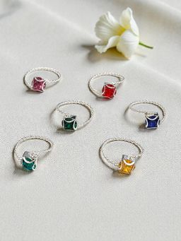 Accessher - Silver-Tone Multi-Color Stackable Rings