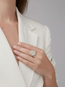 Accessher - Yellow Crystal Adjustable Fashion Ring