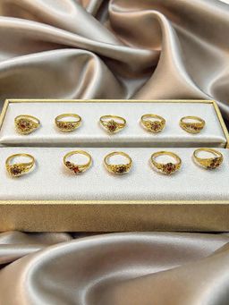 Accessher - Multi-Color Gold-Plated Adjustable Stackable Finger Rings