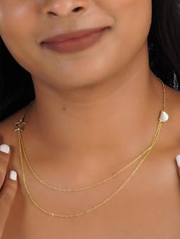 Silverings - 925 Sterling Silver White Star Mother Of Pearl Gold Necklace