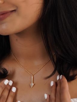 Silverings - 925 Sterling Silver White Thats The Right Way Gold Zircon Necklace