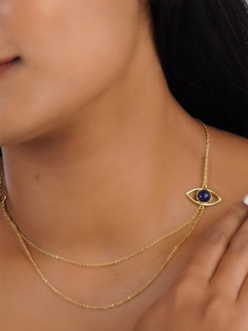 Silverings 925 Sterling Silver Blue Ward The Evil Gold Necklace