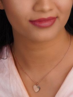 Silverings - 925 Sterling Silver Rose Gold In My Heart Necklace