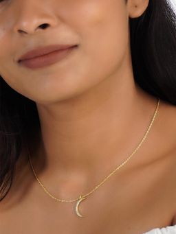 Silverings - 925 Sterling Silver White Fly Me To The Moon Zircon Necklace