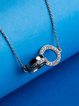 Silverings - 925 Sterling Silver White The Soul Tie Zircon Necklace