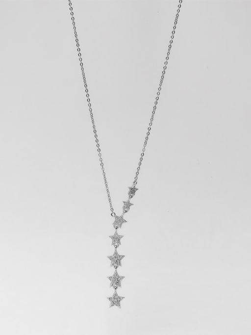 Silverings 925 Sterling Silver Star Studded Zircon Necklace