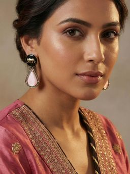 Niscka - Pink Rhodium Jaguar Print Earrings