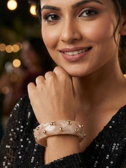 Niscka - Elegant Peach Gold Beads Kada