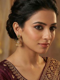 Niscka - Multi-Color Elegant Gold Plated Jhumki Earrings