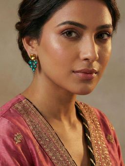 Niscka - Elegant Gold Plated Multi-Color Stone Earrings