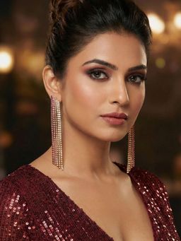 Niscka - Gold Plated Multi-Color Rhinestone Waterfall Earrings