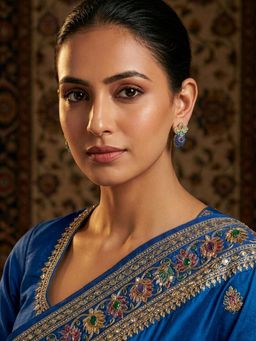 Niscka - Multi-Color Gold Plated Peacock Earrings