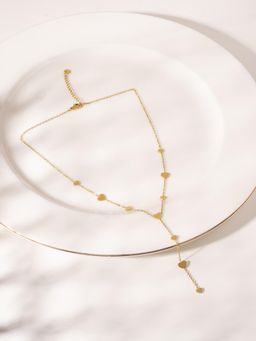 Palmonas - Gold Minimal Heart Linked Lariat Necklace