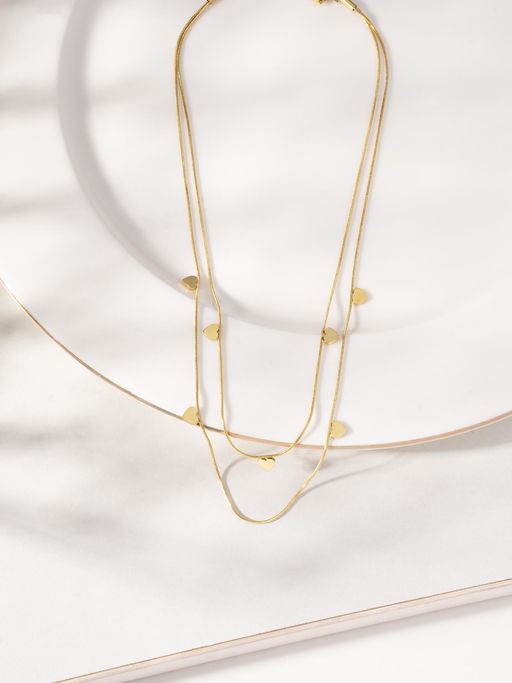 Palmonas Gold Sleek Heart Layered Necklace